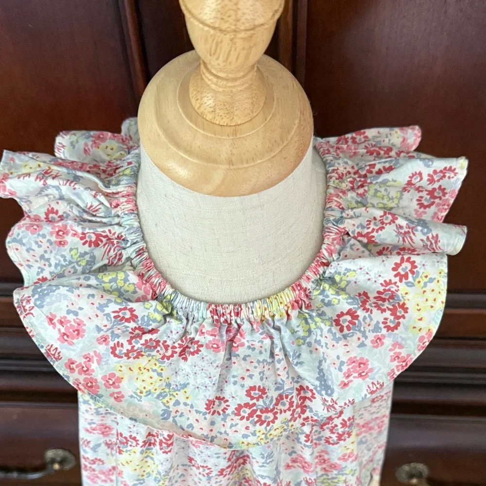 Tea Collection Girls Size 4 Floral Cotton Ruffle Collar Dress Spring Summer